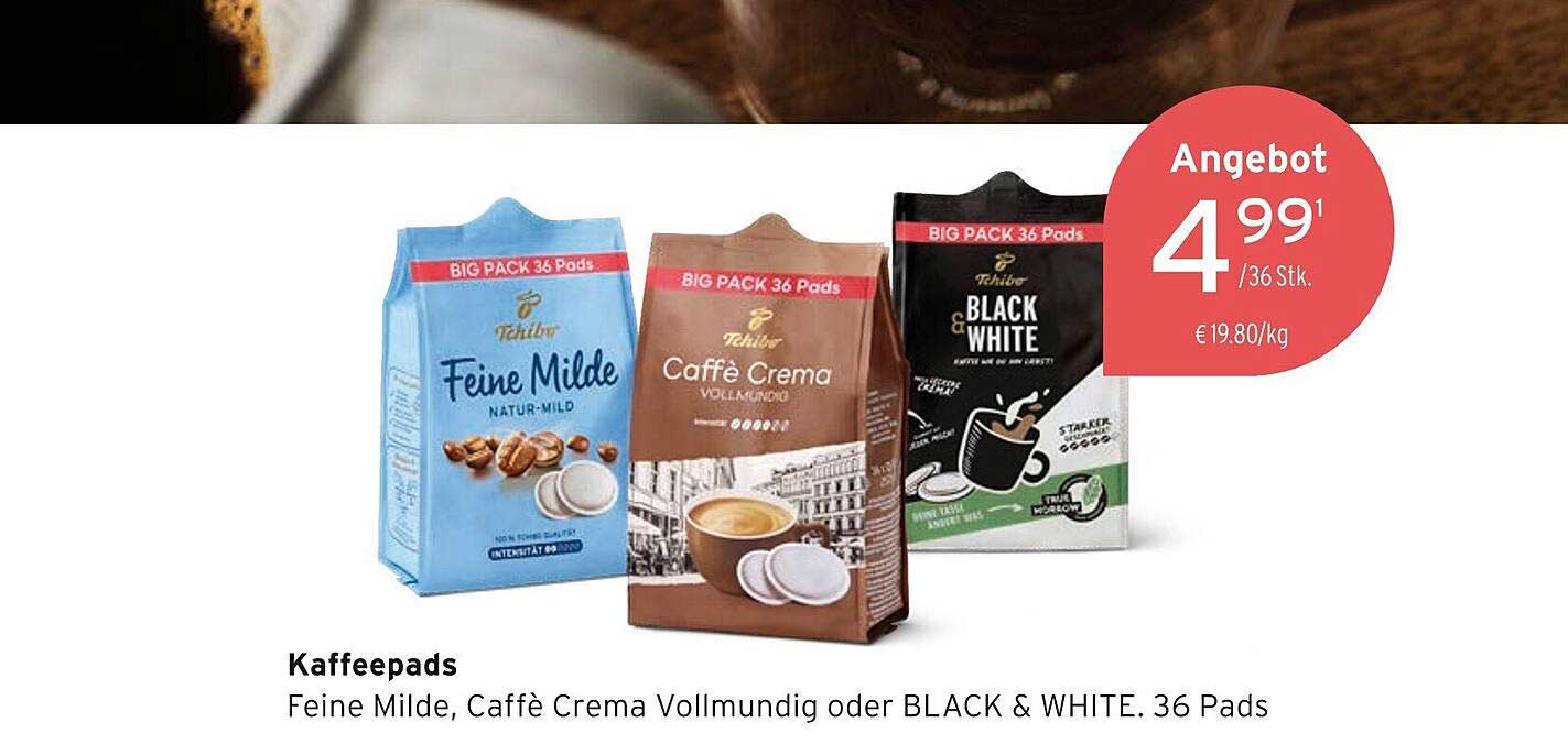 Kaffeepads Feine Milde, Caffè Crema Vollmundig oder BLACK & WHITE