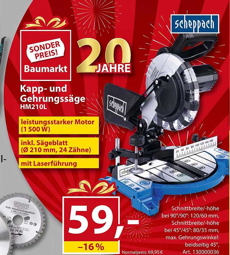 Kapp- und Gehrungssäge HM210L von Scheppach
