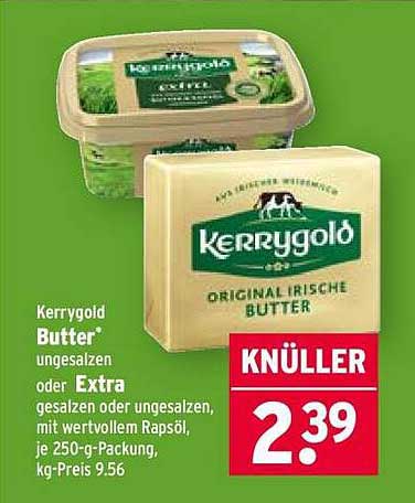 Kerrygold Butter ungesalzen oder Extra – 250-g-Packung