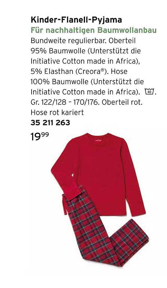 Kinder-Flanell-Pyjama für nachhaltigen Baumwollanbau