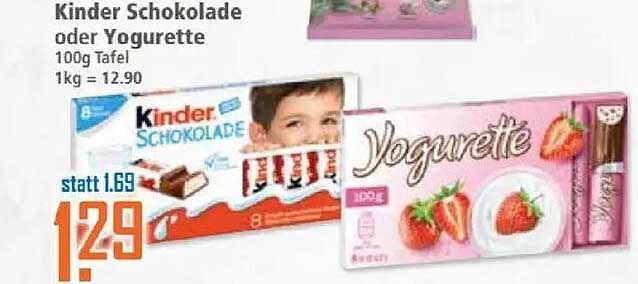 Kinder Schokolade oder Yogurette 100g Tafel