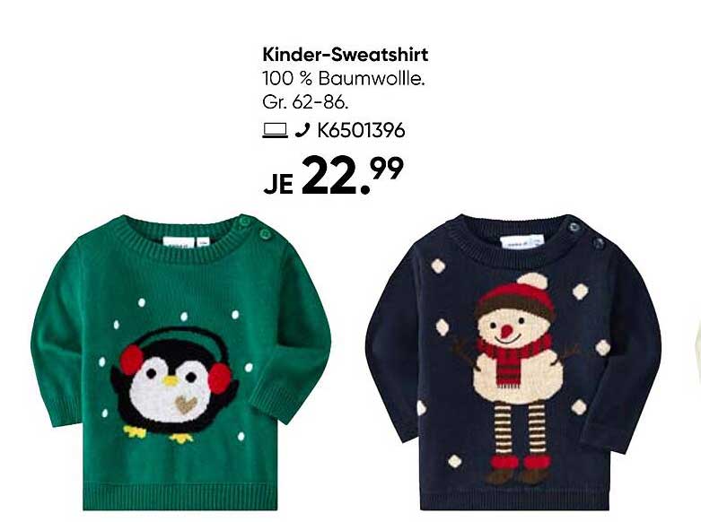 Kinder-Sweatshirt 100 % Baumwolle, Gr. 62-86