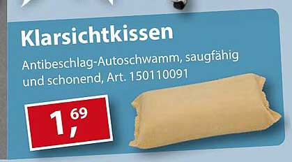 Klarsichtkissen - Antibeschlag-Autoschwamm, saugfähig und schonend, Art. 150110091