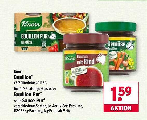 Knorr Bouillon verschiedene Sorten, je Glas