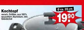 Kochtopf aus 100% recyceltem Aluminium inkl. Glasdeckel