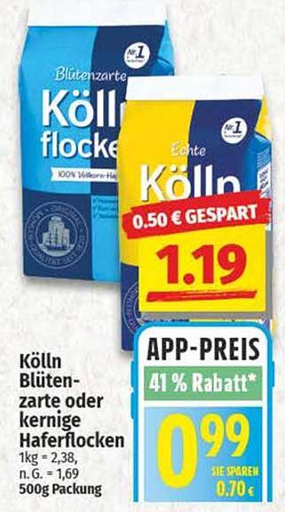 Kölln Blütenzarte oder kernige Haferflocken 500g