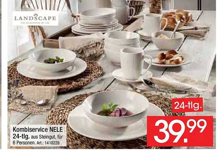 Kombiservice NELE 24-tlg. aus Steingut für 6 Personen