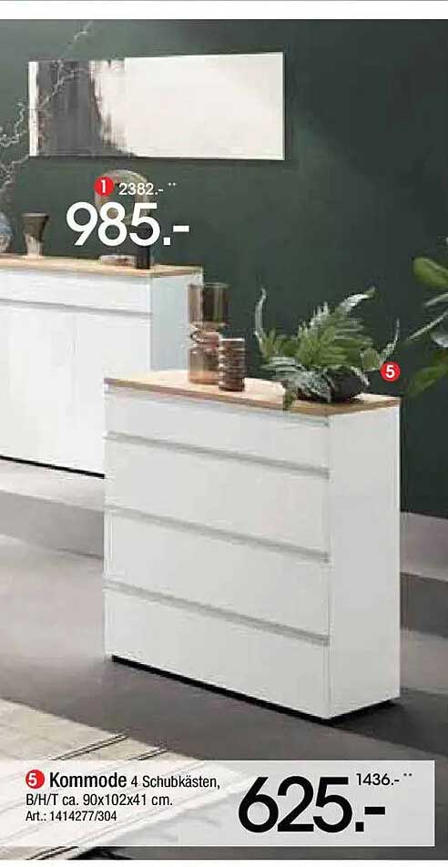 Kommode 4 Schubläden, B/H/T ca. 90x102x41 cm