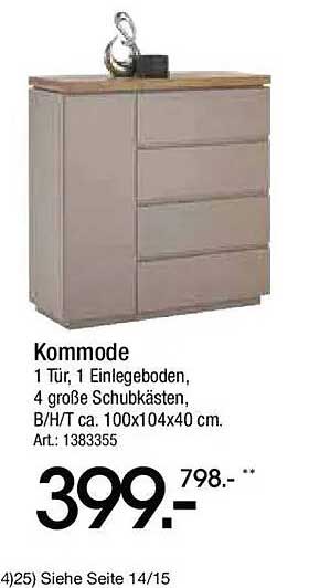 Kommode mit 4 großen Schubkästen – Ein vielseitiges Möbelstück