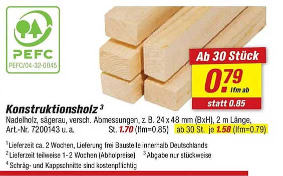 Konstruktionsholz 2 m Länge - Robuste Qualität für Ihre Projekte