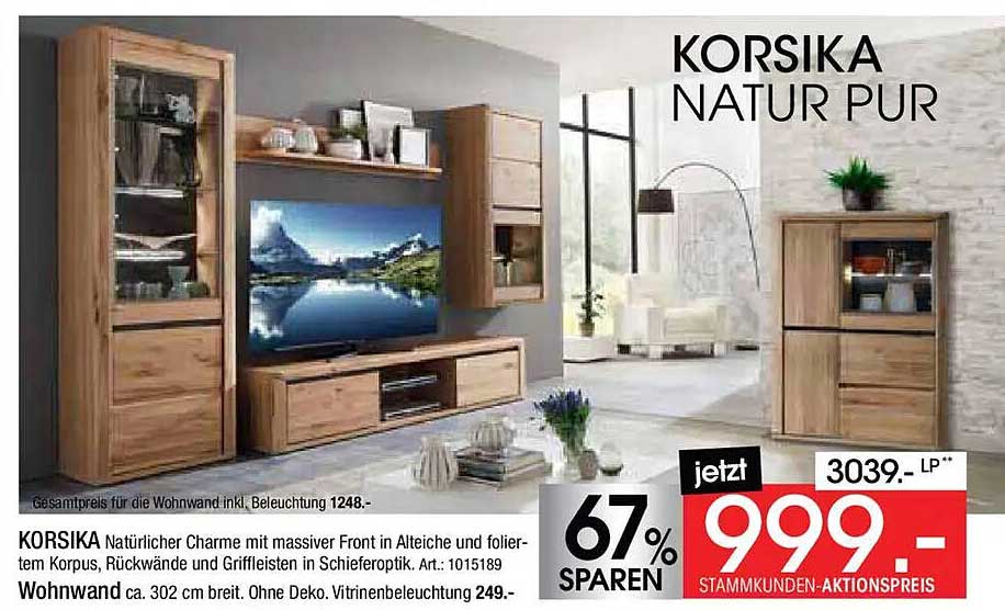 KORSIKA NATUR PUR - Wohnwand