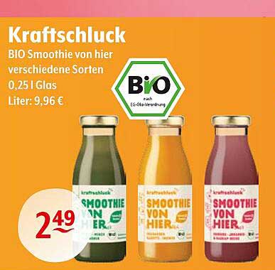 Kraftschluck BIO Smoothie von hier verschiedene Sorten