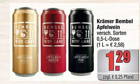 Krämer Bembel Apfelwein - verschiedene Sorten in 0,5-L-Dose