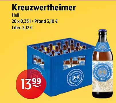 Kreuzwertheimer Hell 20 x 0,33 l + Pfand 3,10 €