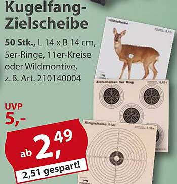 Kugelfang-Zielscheibe 50 Stk., L 14 x B 14 cm