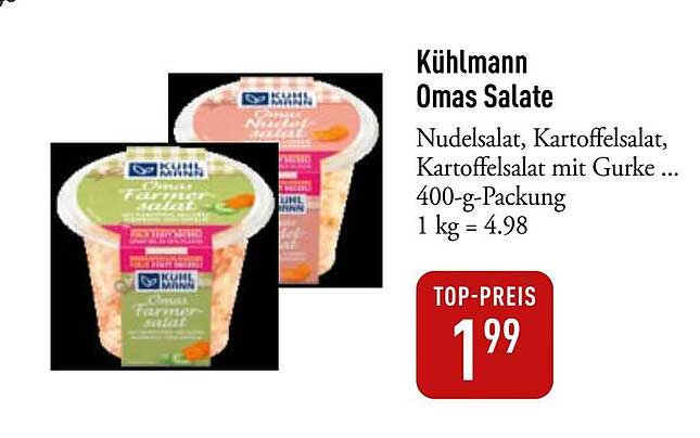Kühlmann Omas Salate - Nudel- und Kartoffelsalat 400-g-Packung