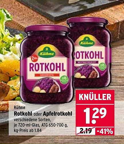 Kühne Rotkohl oder Apfelrotkohl, verschiedene Sorten