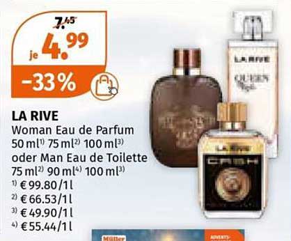 LA RIVE Woman Eau de Parfum oder Man Eau de Toilette