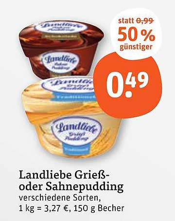 Landliebe Grieß- oder Sahnepudding, verschiedene Sorten