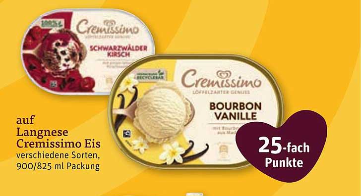 Langnese Cremissimo Eis verschiedene Sorten, 900/825 ml