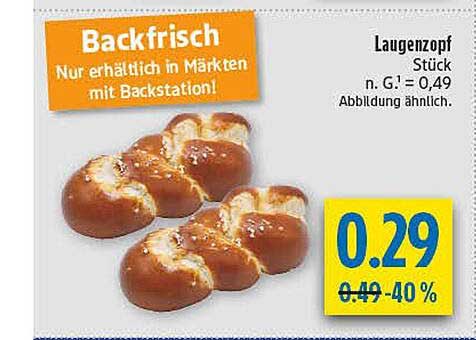 Laugenzopf - Nur 0,29 € statt 0,49 € - 40% Rabatt!