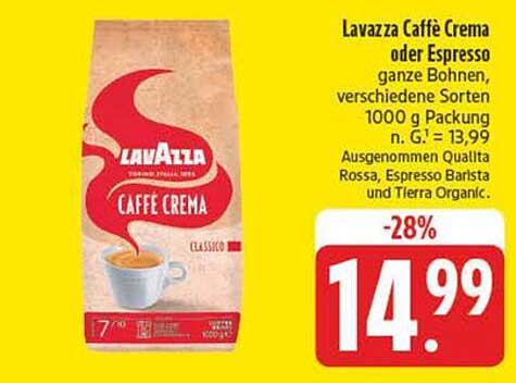 Lavazza Caffè Crema oder Espresso - ganze Bohnen, verschiedene Sorten 1000 g