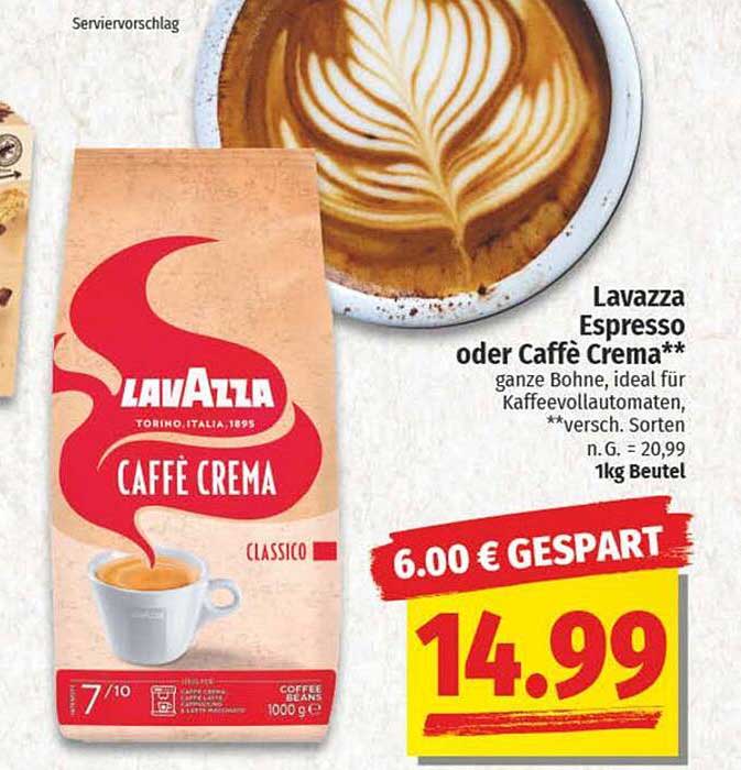 Lavazza Espresso oder Caffè Crema - ganze Bohne, ideal für Kaffeevollautomaten