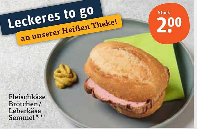 Leckeres Fleischkäse Brötchen oder Leberkäse Semmel für nur 2,00 €