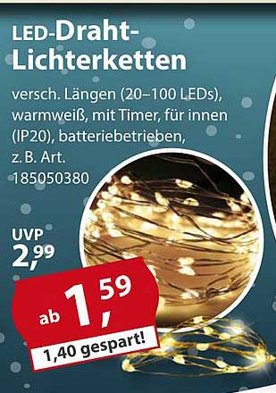 LED-Draht-Lichterketten - Verschiedene Längen (20-100 LEDs), warmweiß