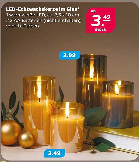 LED-Echtwachskerze im Glas*