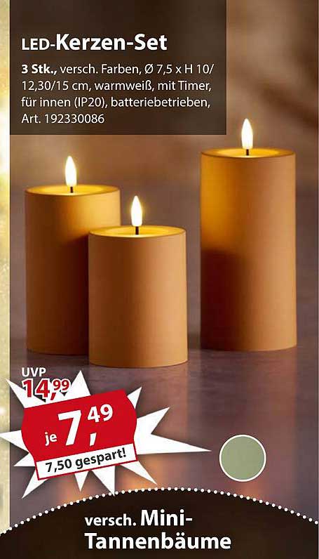 LED-Kerzen-Set – 3 Stück in verschiedenen Farben