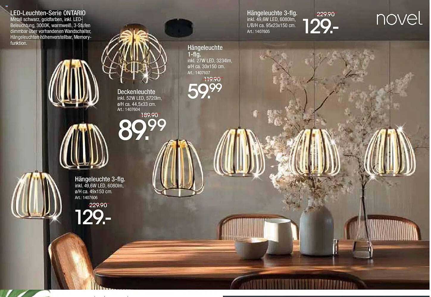 LED-Leuchten-Serie ONTARIO - Hängelampe 3-flg.