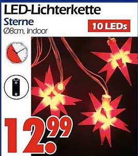LED-Lichterkette Sterne 10 LEDs Ø8cm, Indoor