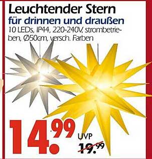 Leuchtender Stern für drinnen und draußen