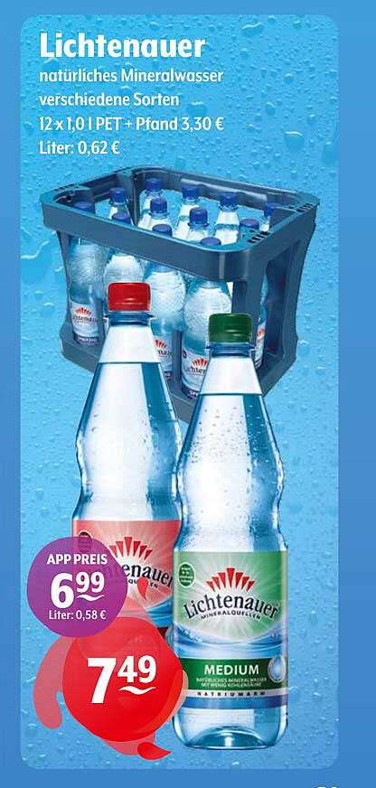 Lichtenauer natürliches Mineralwasser - 12 x 1,0 l PET