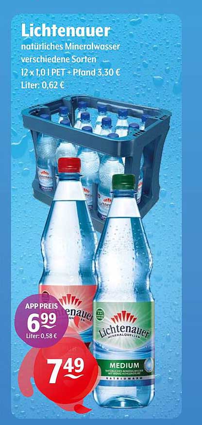 Lichtenauer natürliches Mineralwasser verschiedene Sorten 12 x 1,0 l PET