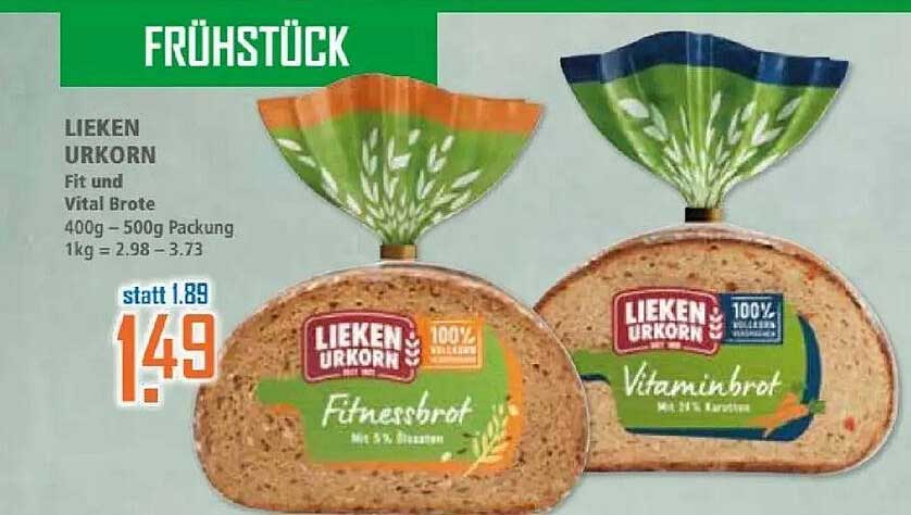 Lieken Urkorn Fitness- und Vitaminbrot 400g – 500g Packung