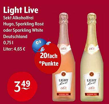 Light Live Sekt Alkoholfrei - Hugo, Sparkling Rosé oder Sparkling White 0,75l