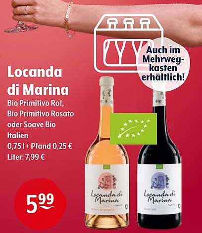 Locanda di Marina - Bio Primitivo Rot, Bio Primitivo Rosato oder Soave Bio Italien