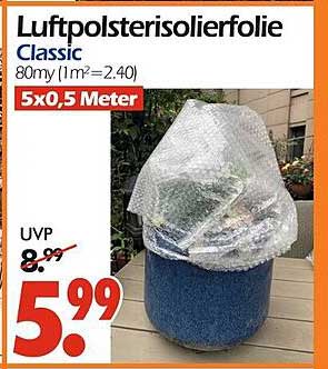 Luftpolsterisolerierfolie Classic 80my (1m²=2.40) 5x0,5 Meter