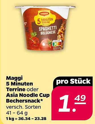 Maggi 5 Minuten Terrine oder Asia Noodle Cup Bechersnack