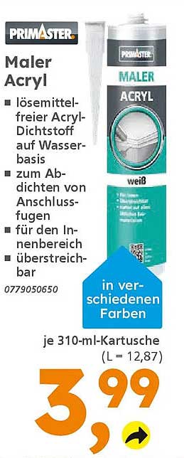Maler Acryl - lösemittelfreier Acryl-Dichtstoff auf Wasserbasis