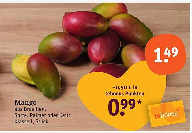 Mango aus Brasilien, Sorte: Palmer oder Keitt, Klasse I, Stück
