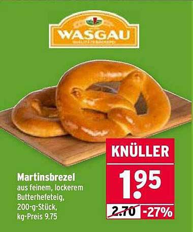 Martinsbrezel aus feinem, lockerem Butterhefeteig, 200-g-Stück