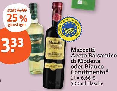 Mazzetti Aceto Balsamico di Modena oder Bianco Condimento 500 ml Flasche