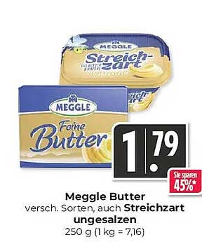 Meggle Butter - verschiedene Sorten, auch Streichzart ungesalzen