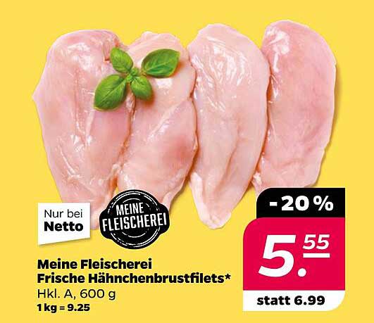 Meine Fleischerei Frische Hähnchenbrustfilets* 600 g