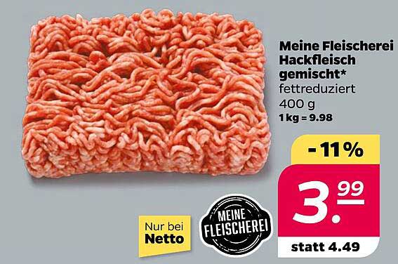 Meine Fleischerei Hackfleisch gemischt* fettreduziert 400 g