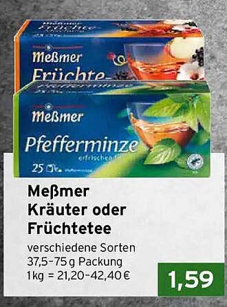 Meßmer Kräuter oder Früchte Tee 37,5-75 g Packung