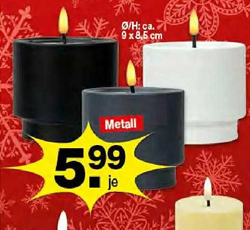 Metallkerze in Schwarz oder Weiß - Ideal für jeden Anlass